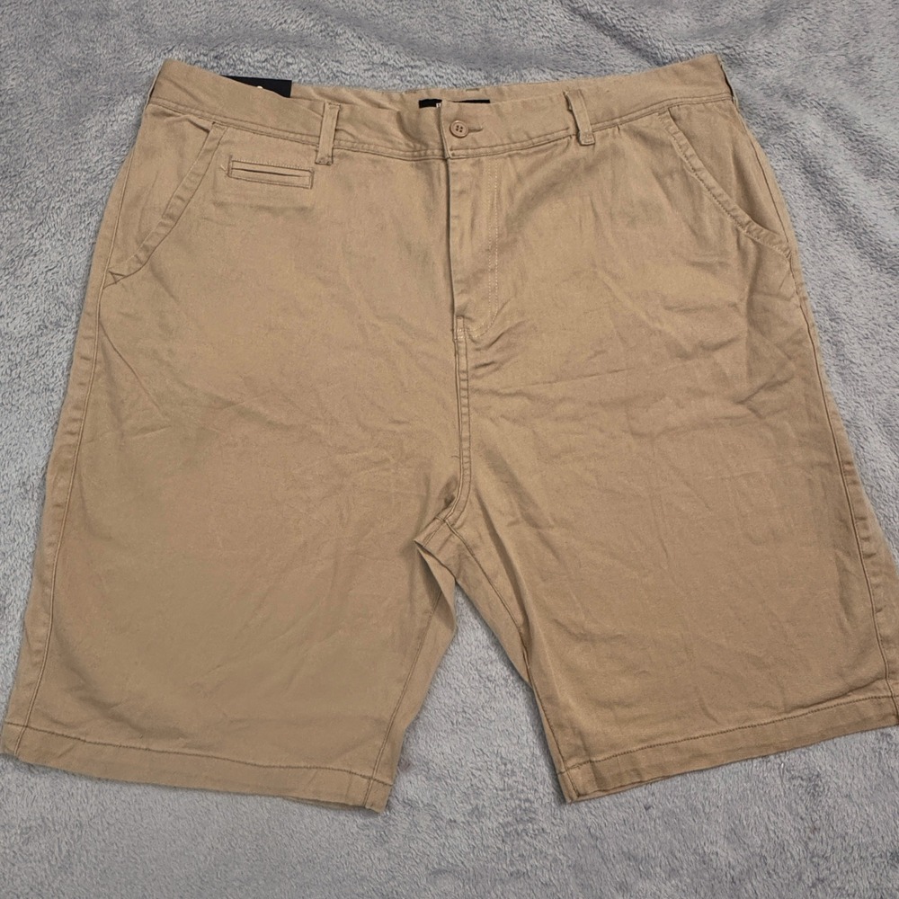 Blu Rock New York Men's Khaki Chino Shorts Size 38‎ Flat Front Casual BRAND NEW!
